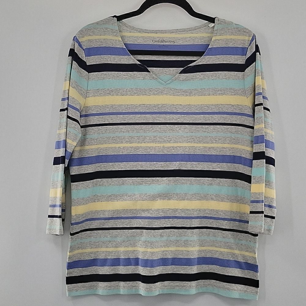 3 For$20 Croft&Barrow Gray shirt w/ multi color stripes size L